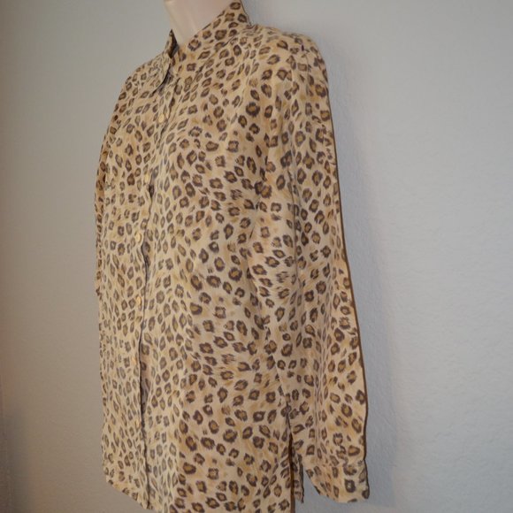 Sz S Anna & Frank Vintage Leopard 100% Silk Shirt - Picture 8 of 11